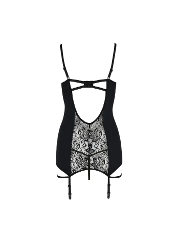 Сорочка приталена з пажами PAULINE CHEMISE black XXL/XXXL -, трусики Passion (255458361)