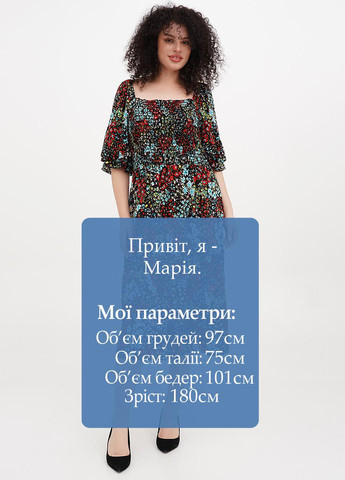 Комбинированное кэжуал платье а-силуэт Fashion с цветочным принтом