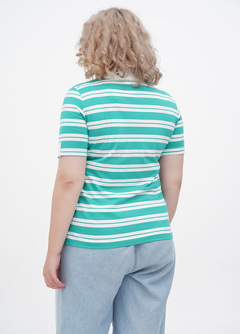 Зеленая женская футболка-поло Collection L в полоску