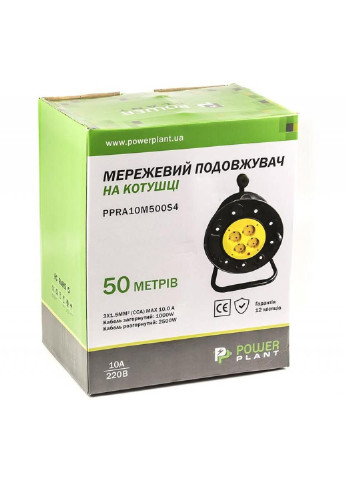 Подовжувач мережі на котушці 50 м, 4 розетки (JY-2002/50) (PPRA10M500S4) PowerPlant (251409406)
