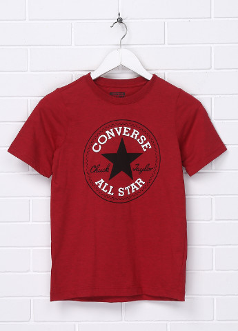 Бордовая летняя футболка с коротким рукавом Converse