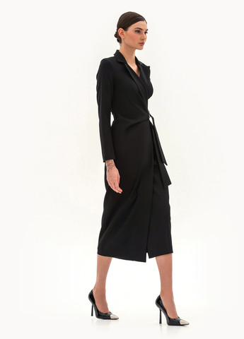 Черное деловое платье на запах, платье-жакет BGL однотонное