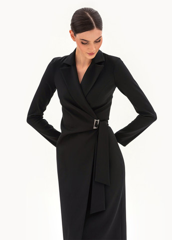 Черное деловое платье на запах, платье-жакет BGL однотонное