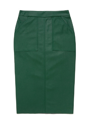 Темно-зеленая кэжуал однотонная юбка United Colors of Benetton карандаш