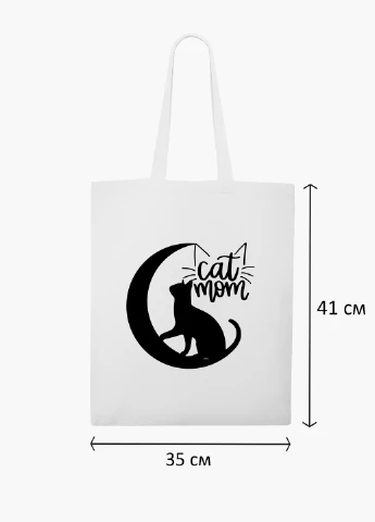 Эко сумка шоппер белая Cat Mom (9227-2845-WT2) Еко сумка шоппер біла 41*35 см MobiPrint (221682968)