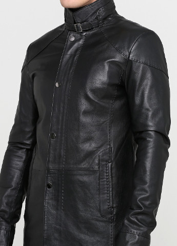 Черная демисезонная куртка кожаная Шикарные меха