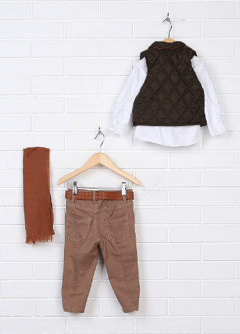Коричневый демисезонный комплект (жилет, рубашка, брюки, шарф) Domakin