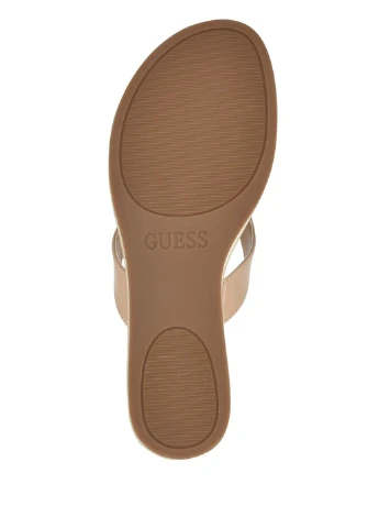 Бежевые кэжуал вьетнамки Guess с камнями, с логотипом
