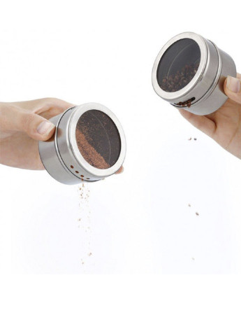 Набор баночек для специй на магните 6 шт. стенд на подставке Rozia (253383150)