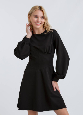 Чорна кежуал сукня з рукавами-ліхтариками romashka Ромашка однотонна