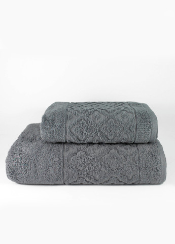 Полотенце махровое Oslo, MicroCotton, жаккардовое, с бордюром, серое, размер 70x140 см Bulgaria-Tex серый