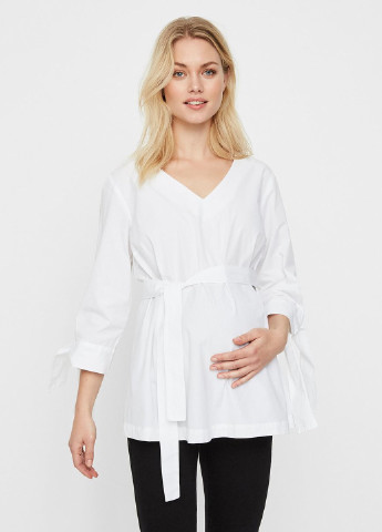Белая демисезонная блуза для беременных Mama Licious