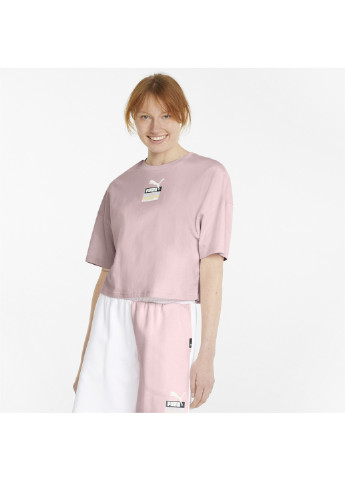 Розовая всесезон футболка brand love oversized women's tee Puma