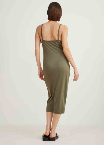 Оливковое кэжуал платье платье-комбинация C&A однотонное