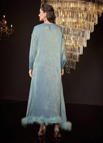 Серо-голубое вечернее платье а-силуэт SHEIN однотонное