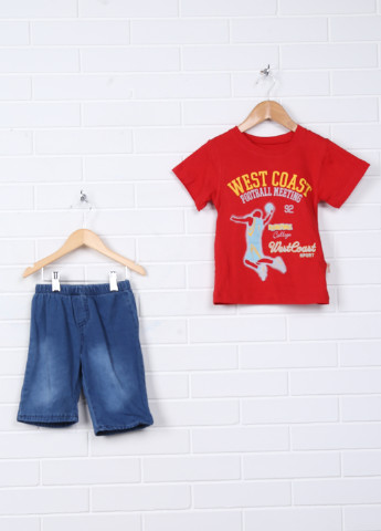 Червоний літній комплект (футболка, шорты) Poyef