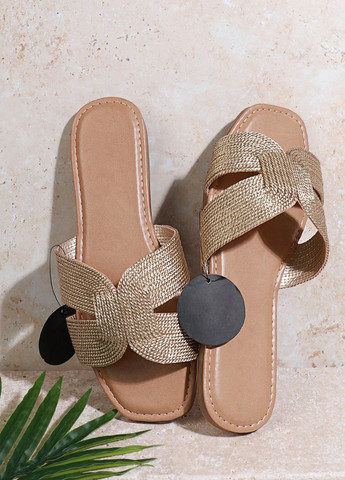 Светло-бежевые шлепанцы SHEIN плетение