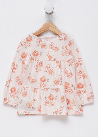 Персиковая цветочной расцветки блузка C&A демисезонная