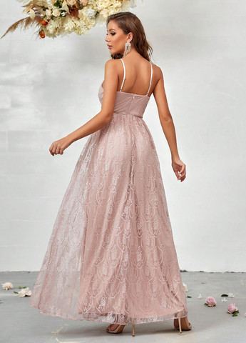 Светло-розовое вечернее платье а-силуэт SHEIN однотонное