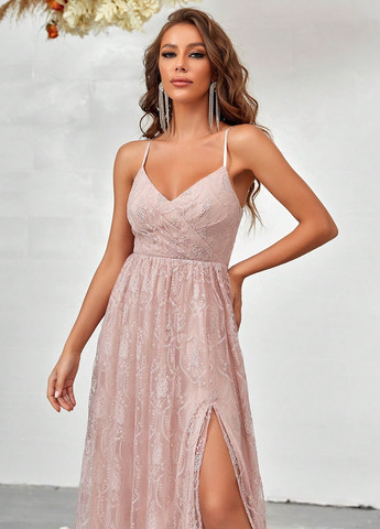 Светло-розовое вечернее платье а-силуэт SHEIN однотонное