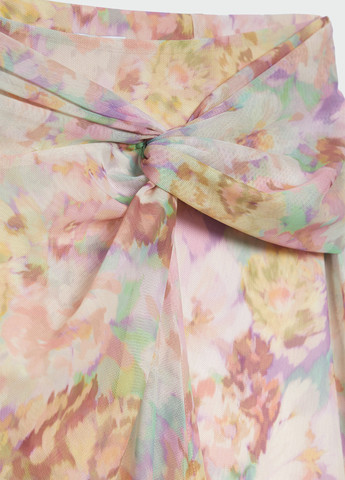 Розовая кэжуал с абстрактным узором юбка Stradivarius на запах