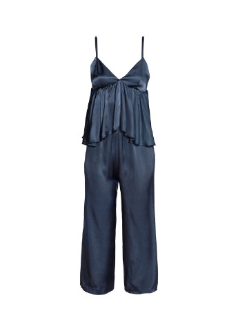Комбінезон для вагітних H&M комбінезон-брюки однотонний темно-синій кежуал поліестер, атлас