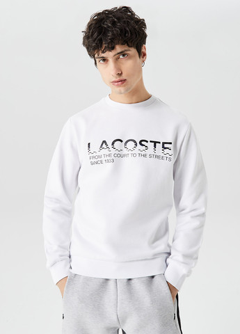 Світшот Lacoste - Прямий крій напис білий кежуал, спортивний бавовна, трикотаж - (276536979)
