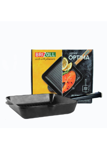 Чугунная сковорода гриль Optima-Black 260 х 260 х 50 мм Brizoll (255190824)