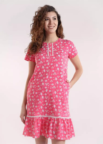 Розовое кэжуал платье платье-футболка BBL с цветочным принтом