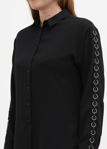 Черная кэжуал рубашка однотонная Sassofono Club