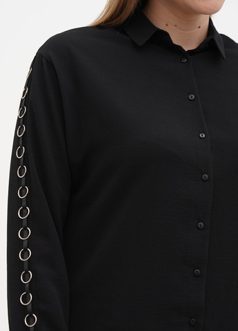 Черная кэжуал рубашка однотонная Sassofono Club