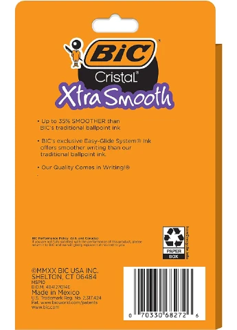 Набор шариковых ручек 10 шт Cristal Xtra Smooth Черный (BICMSP101BK) Bic (255254533)
