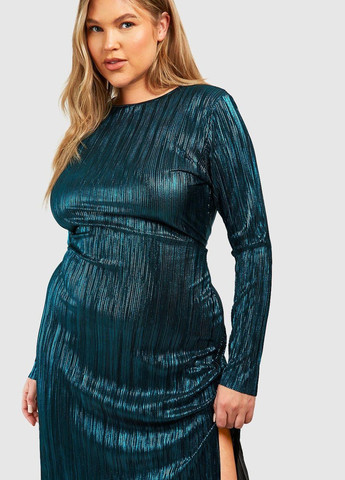 Темно-бирюзовое коктейльное платье футляр Boohoo однотонное