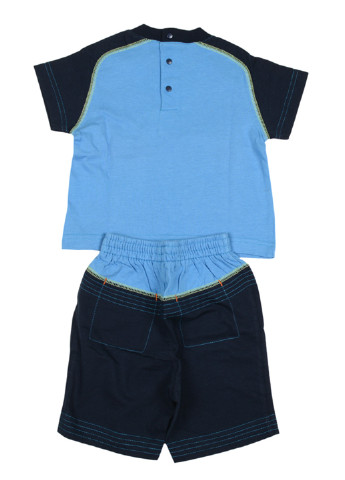 Темно-синий летний костюм (футболка, шорты) с коротким рукавом Catimini