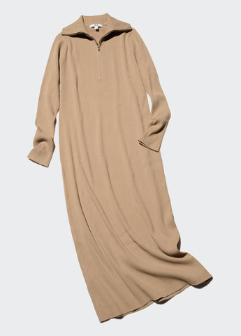 Бежева кежуал сукня Uniqlo однотонна
