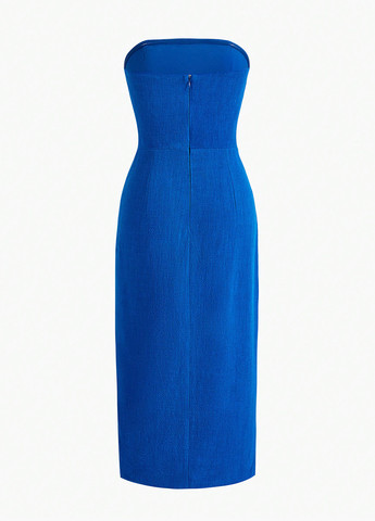 Синее кэжуал, коктейльное платье бандо SHEIN однотонное