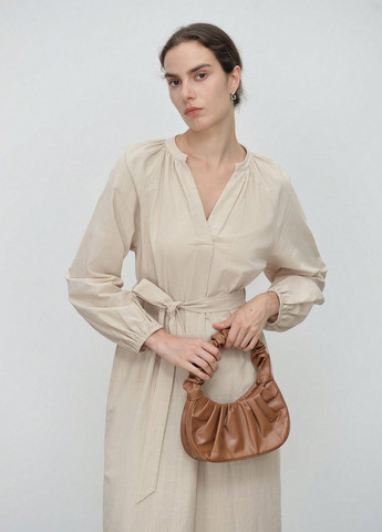 Кремовое кэжуал платье а-силуэт SHEIN однотонное