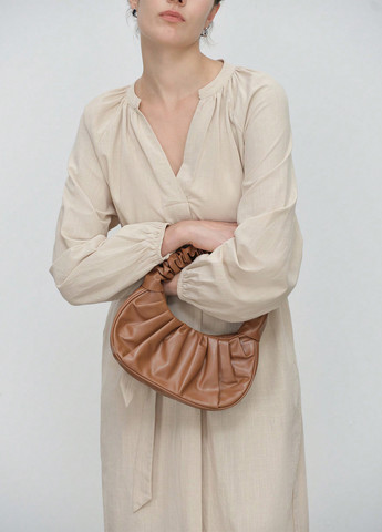 Кремовое кэжуал платье а-силуэт SHEIN однотонное