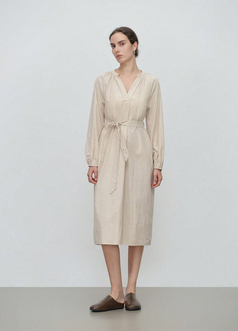 Кремовое кэжуал платье а-силуэт SHEIN однотонное