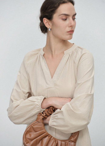 Кремовое кэжуал платье а-силуэт SHEIN однотонное