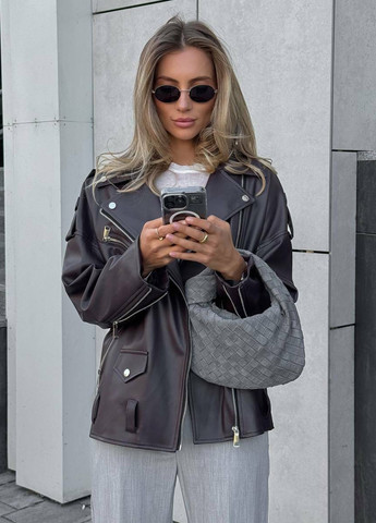 Темно-коричнева демісезонна куртка косуха No Brand