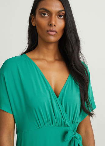 Зелена кежуал сукня на запах C&A однотонна