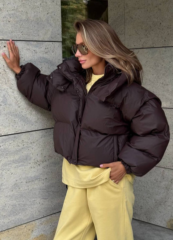 Темно-коричневая зимняя куртка куртка-трансформер No Brand