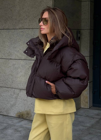 Темно-коричневая зимняя куртка куртка-трансформер No Brand