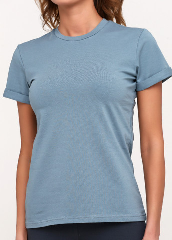 Темно-голубая летняя футболка женская 19ж441-24 лиловый с коротким рукавом Malta