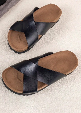 Черные кэжуал шлепанцы SHEIN