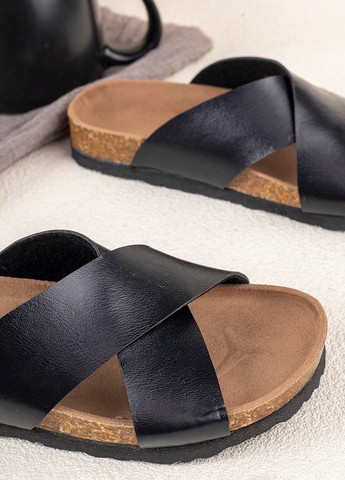 Черные кэжуал шлепанцы SHEIN