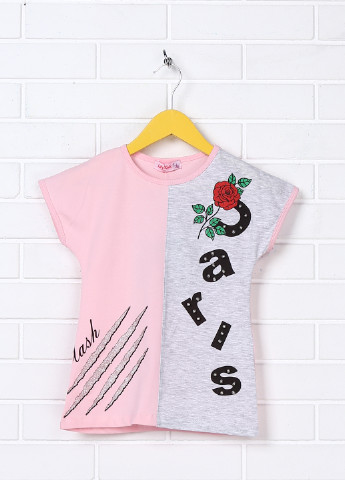 Светло-розовая летняя футболка с коротким рукавом Lily