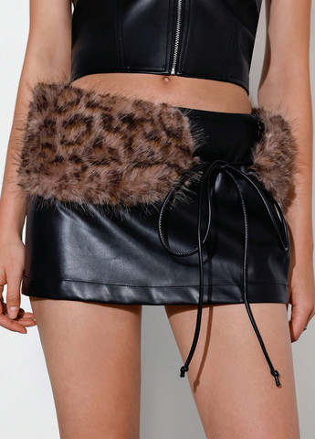 Черная кэжуал однотонная юбка SHEIN