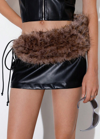 Черная кэжуал однотонная юбка SHEIN